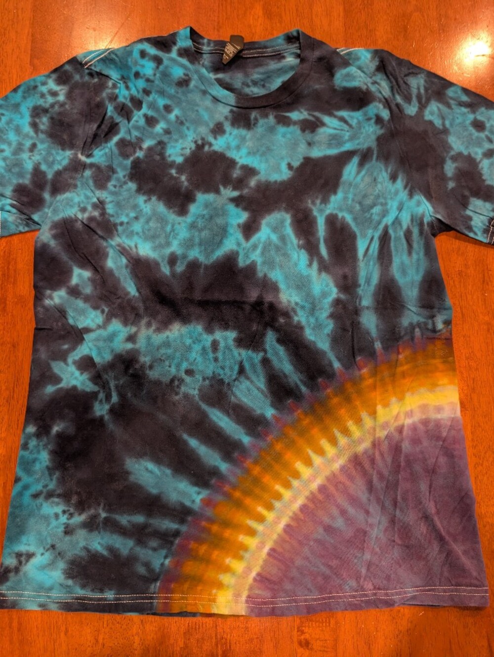 Hand Dyed Tie Dye Men's XL Teal And Black